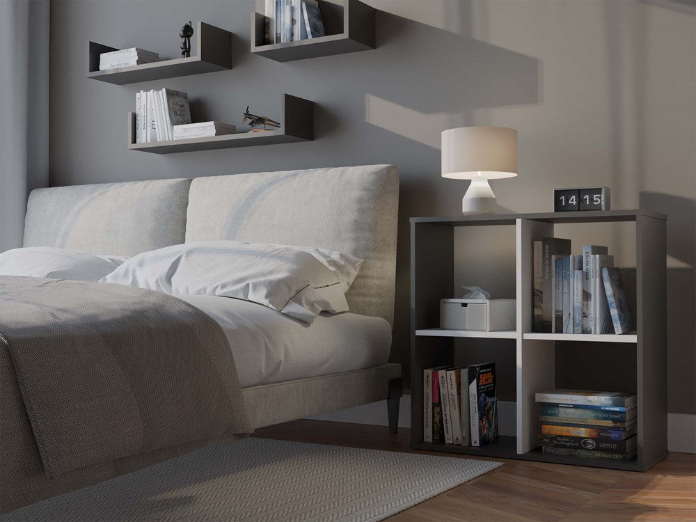 MALAX 2X2 Compartimentenrek - Functioneel opbergmeubel 4 vakken | Kleur: Antraciet/Wit