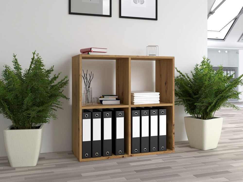 Functioneel compartimentenschelf 2x2 vakken - Strak design | Kleur: Artisan Oak | Maat: 74x30x75 cm