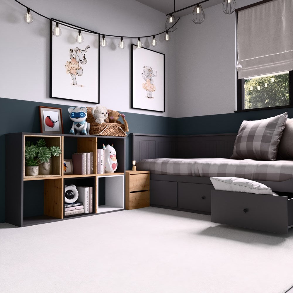 Compartimentenplank MALAX 2x3 - Opbergkast met 6 vakken | Kleur: Antraciet / Artisan Oak