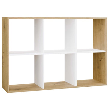 Compartimentenplank MALAX 2X3 - Open vakken plank | Kleur: Artisan Eik / Wit | Maat: 110x30x75 cm