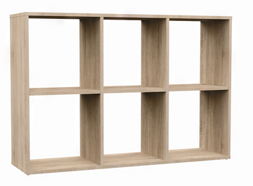 Compartimentenplank MALAX 2x3 met 6 vakken – Modern, multifunctioneel | Kleur: Sonoma Oak