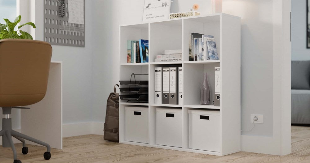 MALAX 3x3 H vakkenkast met ingebouwde achterkant - Boekenkast | Kleur: Mat Wit