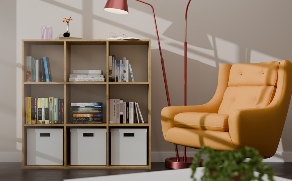 MALAX 3x3 H vak boekenkast - Ruime opbergkast 9 vakken | Kleur: Artisan Oak | Maat: 110,5x110,5x30