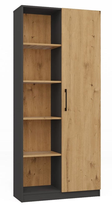 Halfopen Boekkast RD-80 met 10 planken - Modern & functioneel | Antraciet / Artisan Eiken