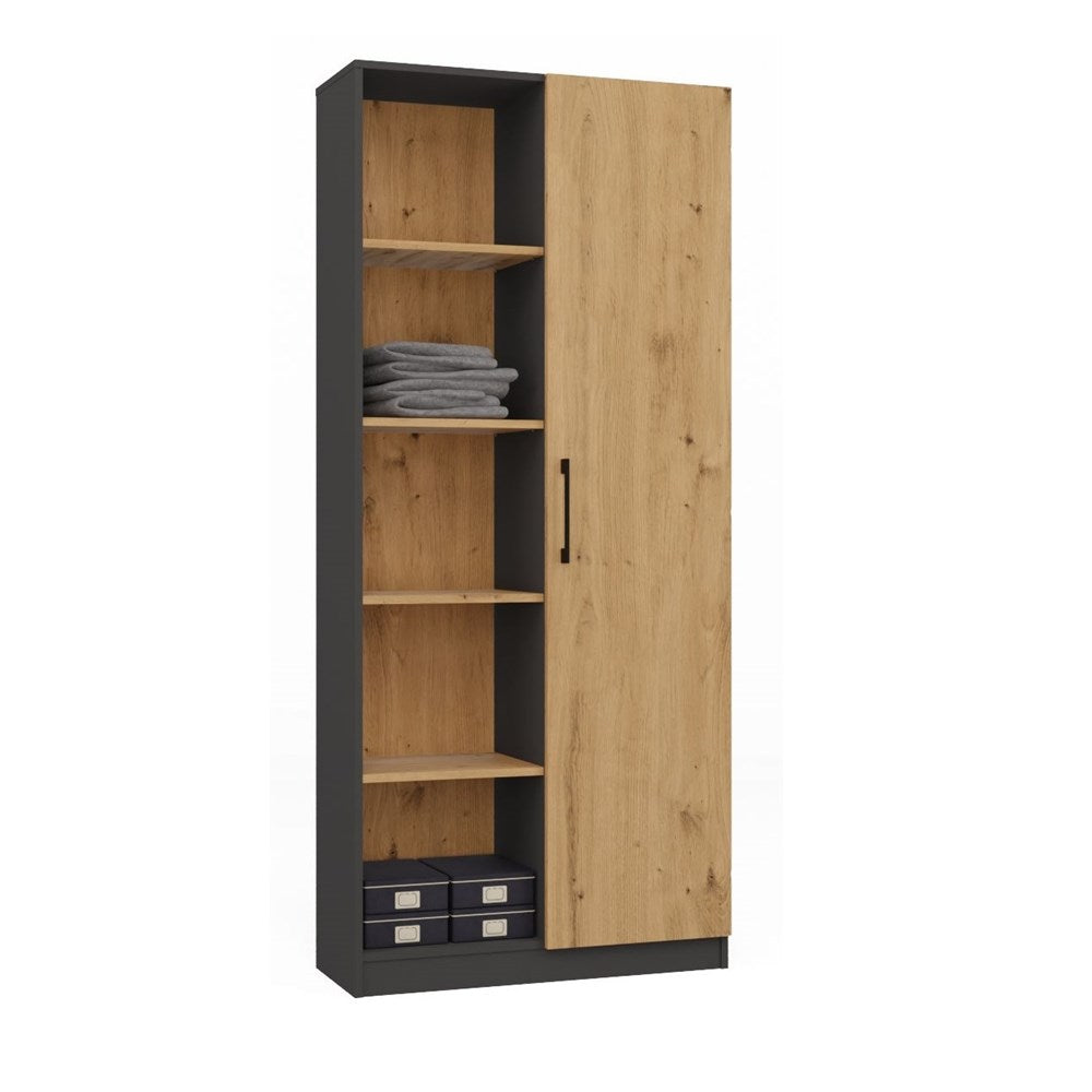 Halfopen Boekkast RD-80 met 10 planken - Modern & functioneel | Antraciet / Artisan Eiken