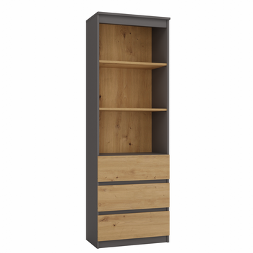 RS-60 Wandmeubel met 3 planken en 3 lades – Modern & Functioneel | Kleur: Antraciet / Artisan Eiken