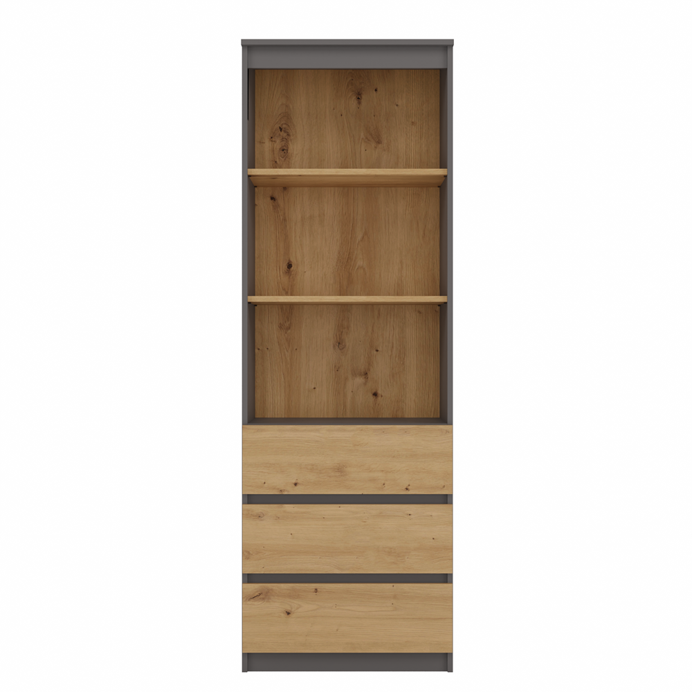 RS-60 Wandmeubel met 3 planken en 3 lades – Modern & Functioneel | Kleur: Antraciet / Artisan Eiken