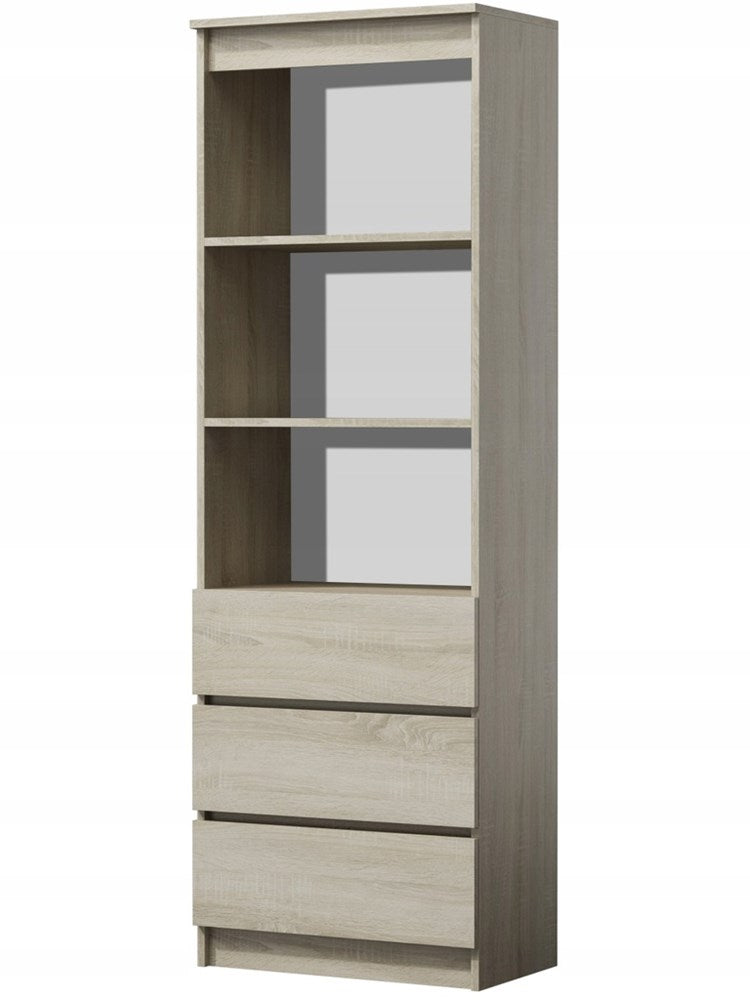 RS-60 plank met 3 lades en 3 planken – Opbergkast | Kleur: Sonoma eiken | Maat: 60x180x35 cm