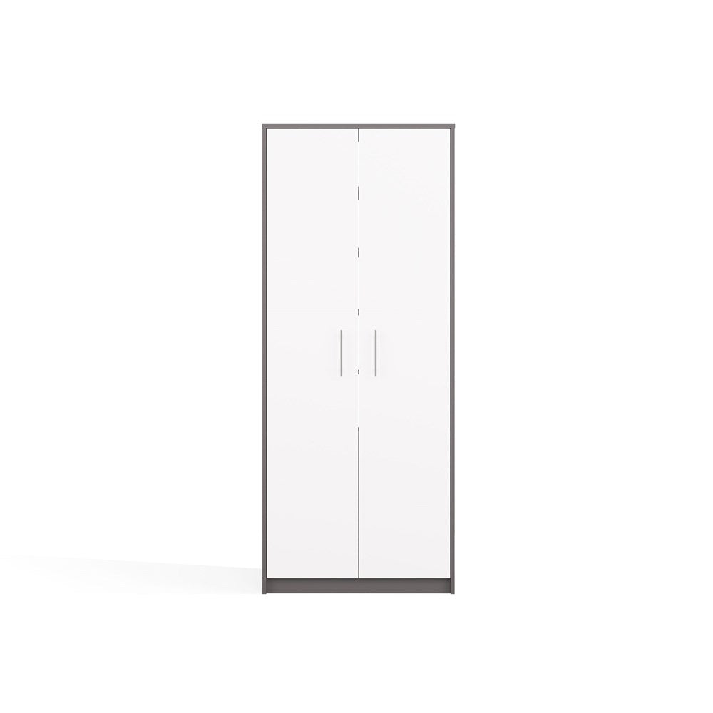 Moderne OLIV 2D Kantoorboekenkast met Deuren - 8 Planken | Antraciet & Wit | 180x74x35 cm