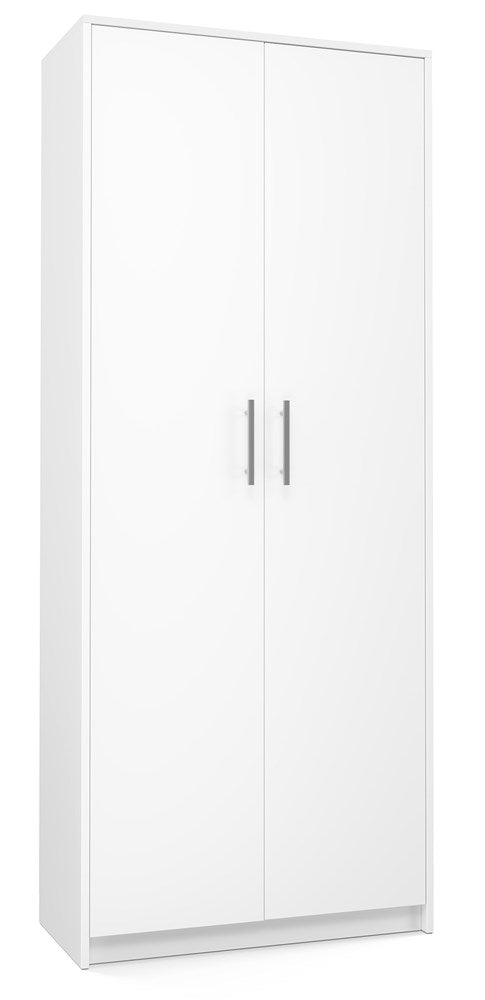 Gesloten plank OLIV 2D - Modern design, 8 planken, 2 deuren | Kleur: Mat wit | Maat: 74x35x180 cm