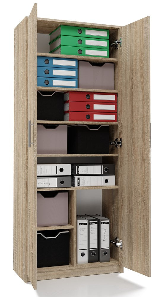 OLIV 2D Gesloten Plank - 8 Planken, 2 Deuren, Kras- en Vochtbestendig | Kleur: Sonoma Eiken