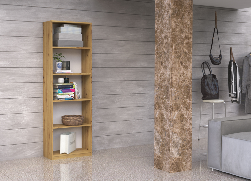 Klassiek Hoog Boekenrek R-40 - 5 Planken | Artisan Eiken | 40x30x182 cm