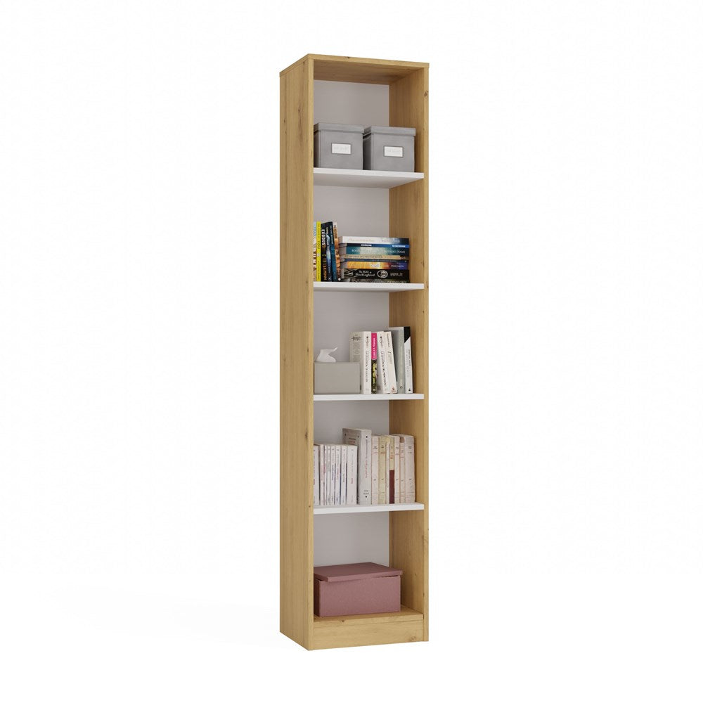 Klassieke R40 Boekenplank - 5 Planken, Krasbestendig & Modern Design | Artisan Eiken / Wit