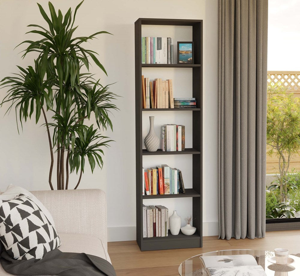 R50 Plank met 5 Schappen - Stijlvolle Opbergkast | Kleur: Antraciet | Maat: 50x30x182 cm