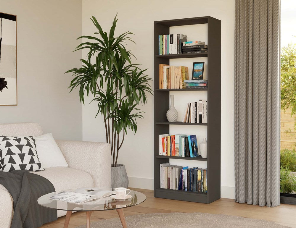 R60 Plank met 5 planken - Compacte opbergrek | Kleur: Antraciet | Maat: 182x60x30 cm