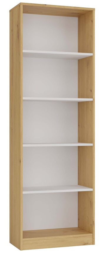 Boekenkast R60 met 5 planken - Duurzaam & Krasbestendig | Kleur: Artisan Eiken/Wit