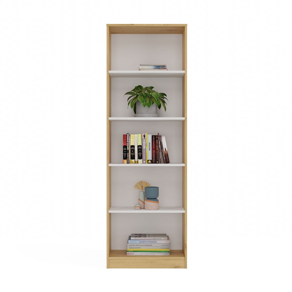Boekenkast R60 met 5 planken - Duurzaam & Krasbestendig | Kleur: Artisan Eiken/Wit