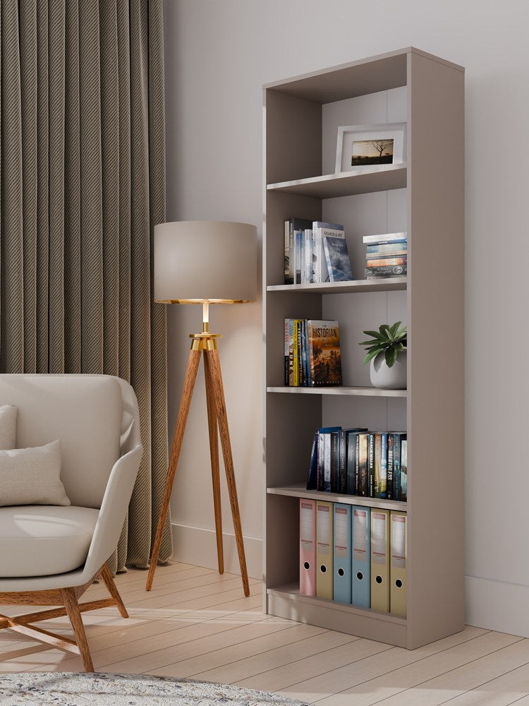 Klassieke R60 plank met 5 planken – Robuuste opberger voor boeken & ordners | Kleikleur | 60x30x182