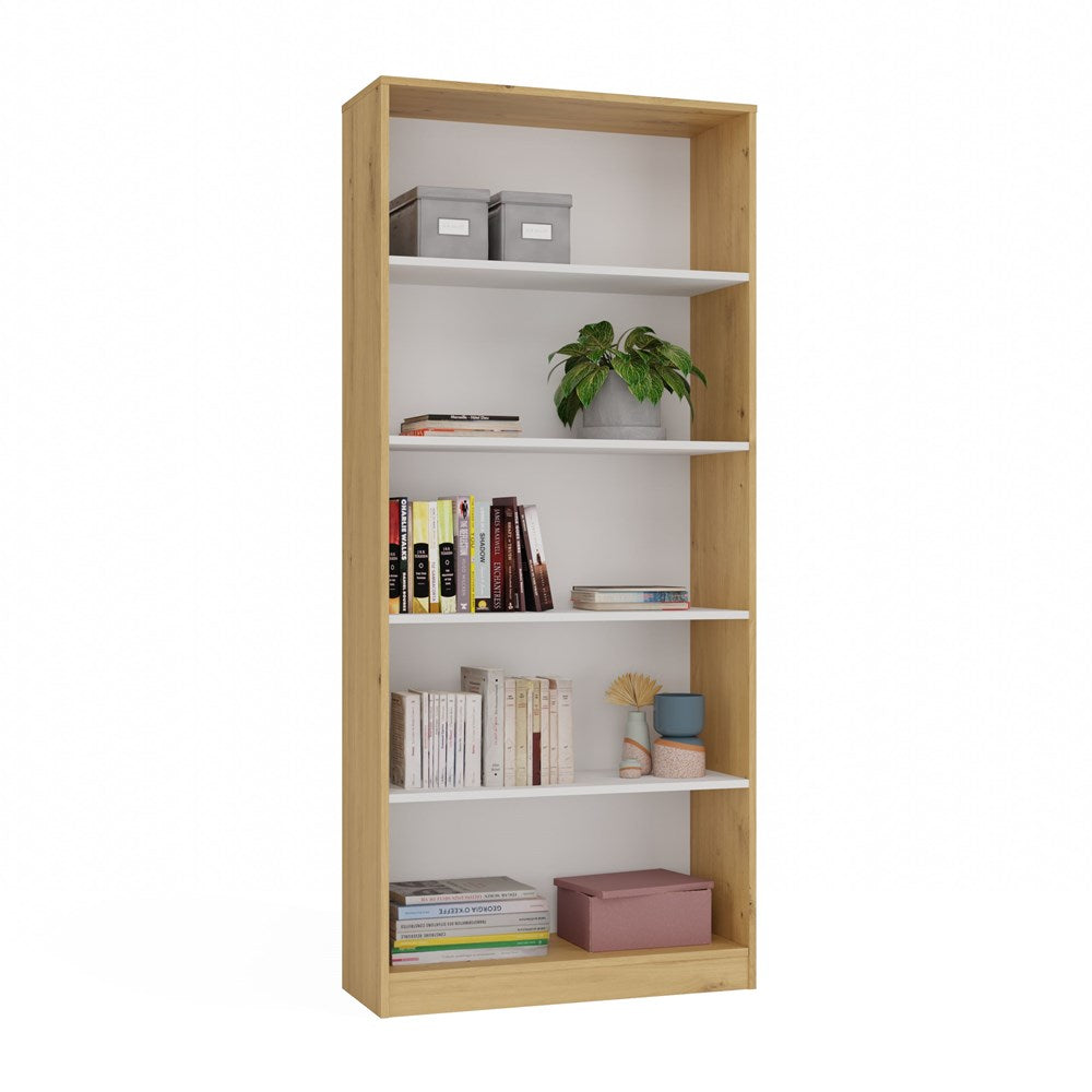 Boekenkast R80 met 5 planken – Artisan Eiken & Wit | Kleur: Artisan eiken/wit | Maat: 182x80x30 cm