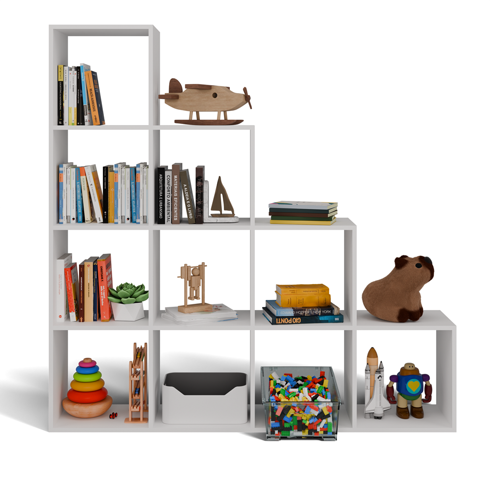 Moderne compartimentenplank STEP RS-40 – 10 vakken | Wit | 153x153x30 cm