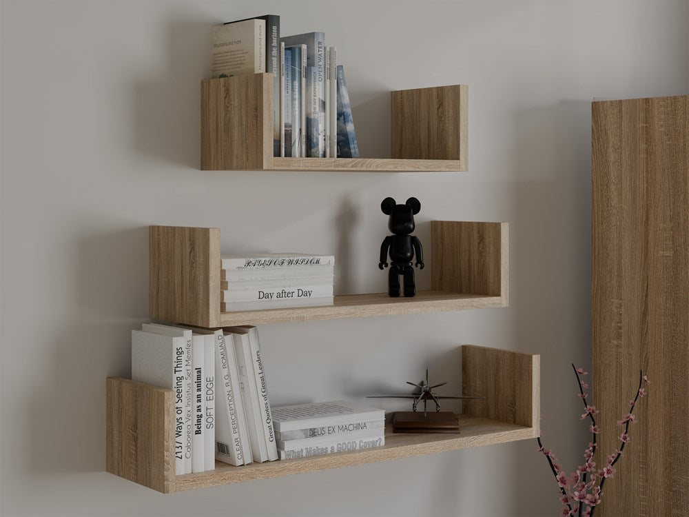 Set van 3 wandplanken MOBI 3P - Sonoma eiken | Kleur: Sonoma eiken | Maat: 80/60/40 cm