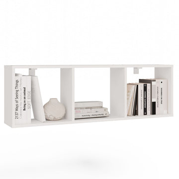 COBI 1X3 Wandplank – Minimalistisch Wandrek met 3 Compartimenten | Kleur: Mat Wit