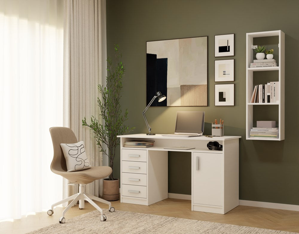 COBI 1X3 Wandplank – Minimalistisch Wandrek met 3 Compartimenten | Kleur: Mat Wit