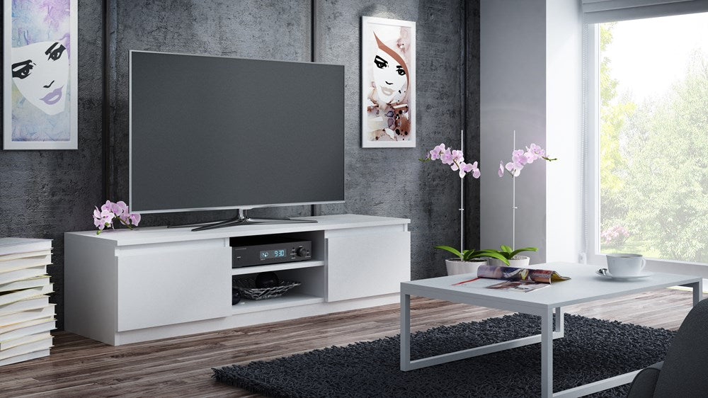 Moderne TV-tafel RTV 120 cm - Compact en duurzaam design | Kleur: Wit | Maat: 120x40x36 cm