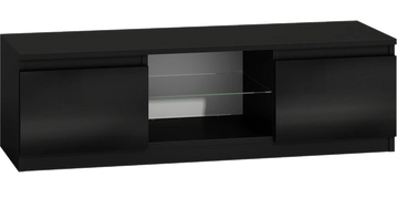 Moderne TV-kast Malwa 120 - Hoogglans Glanzend Zwart | Afm: 120x40x36 cm