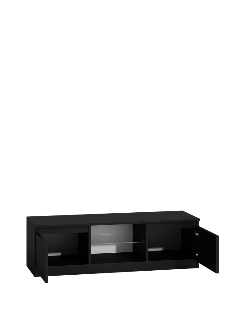 Moderne TV-kast Malwa 120 - Hoogglans Glanzend Zwart | Afm: 120x40x36 cm