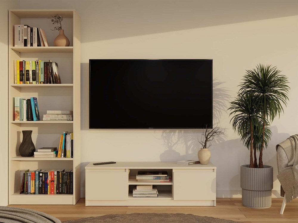 Malwa Moderne TV-kast 120cm - Strak ontwerp en ruime opbergruimte | Kleur: Cashmere Beige