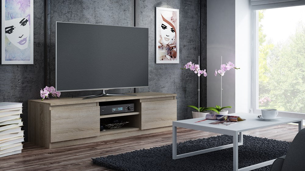 Moderne TV-tafel RTV 120 cm met opbergruimte | Kleur: Sonoma eiken | Maat: 120x40x36 cm