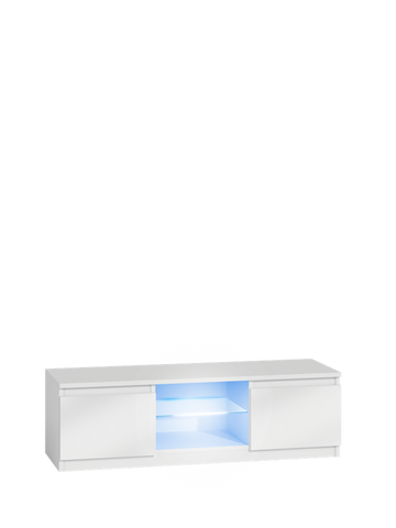Moderne TV-kast Malwa 120 met LED-verlichting - Hoogglans wit | 120x40x36 cm