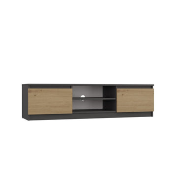 Moderne TV-tafel Malwa 140 cm - Minimalistisch design met kabelmanagement | Antraciet / Artisan