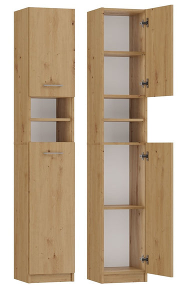 Moderne smalle badkamerkast MARBELA - Functioneel en duurzaam | Kleur: Artisan Eiken | 30x32x180 cm