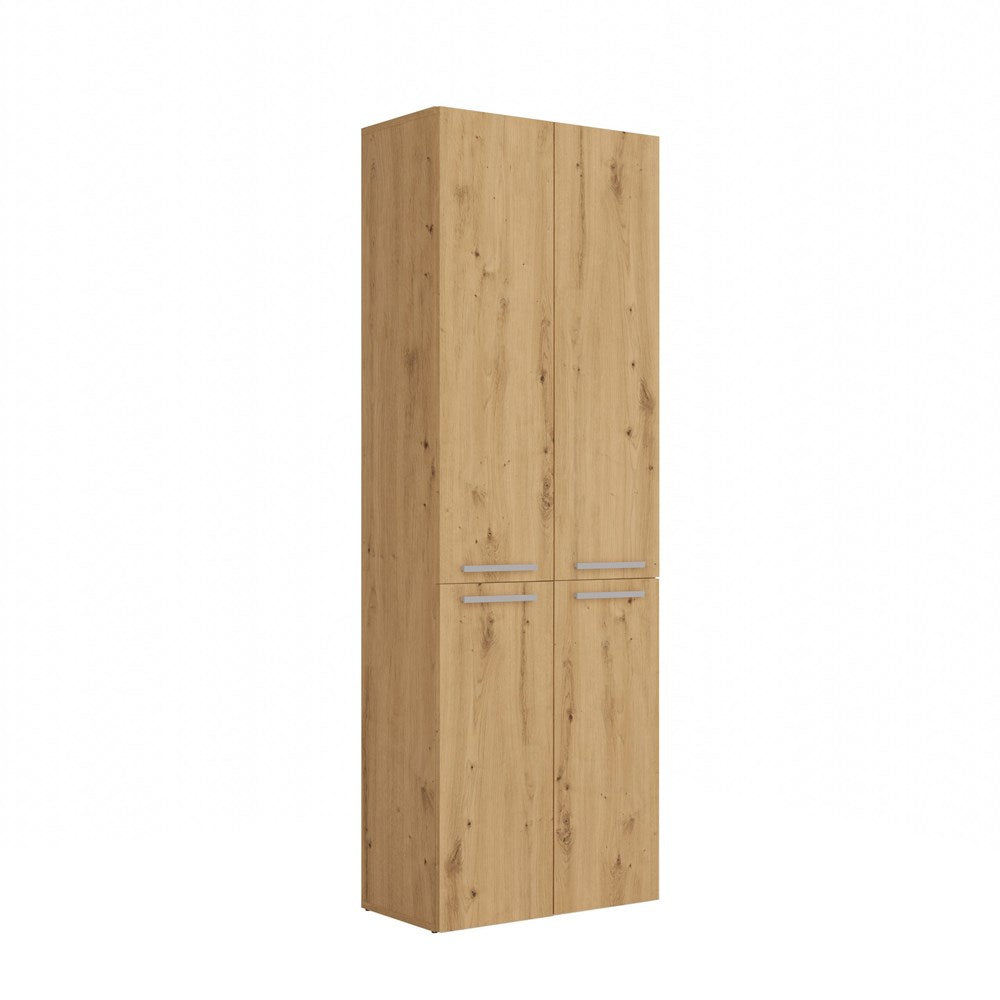 Badkamerkast NEL DD 1K met lange deur en mand - 5 planken | Kleur: Artisan Eiken | Maat: 60x30x174