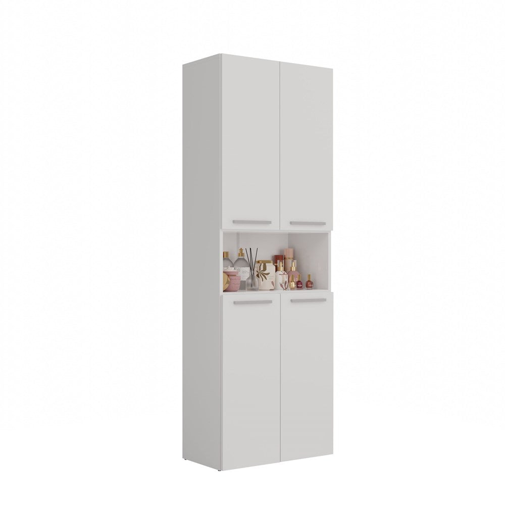 Badkamer- en Boekenkast NEL DK 1K met Mand en 1 Deur | Mat Wit | 60x30x174 cm