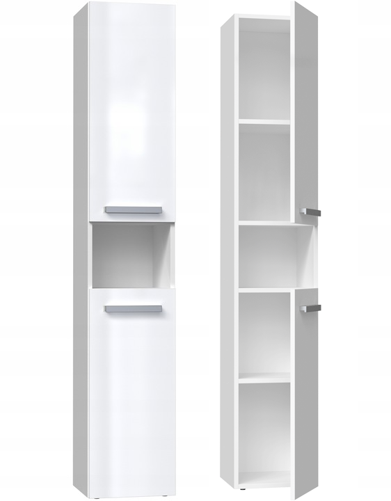 Badkamerkast / Boekenkast NEL I - Mat & Glanzend Wit | Afm: 174x31x30 cm