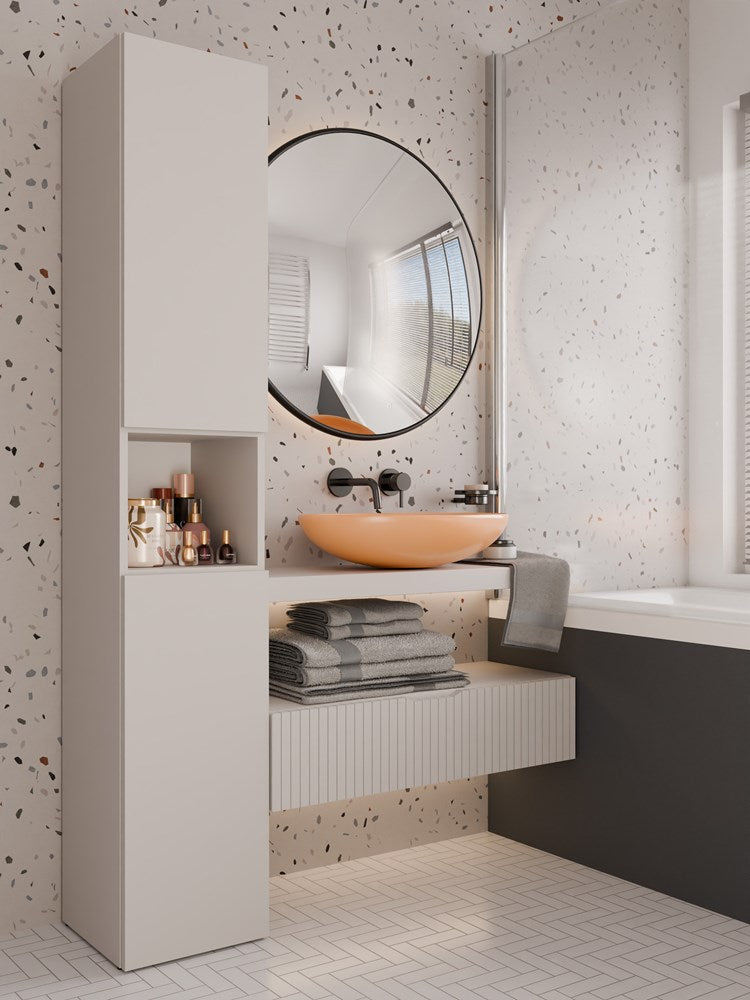 NEL I badkamerkast met 2 korte deuren en 5 planken - TIP-ON systeem | Kleur: Cashmere