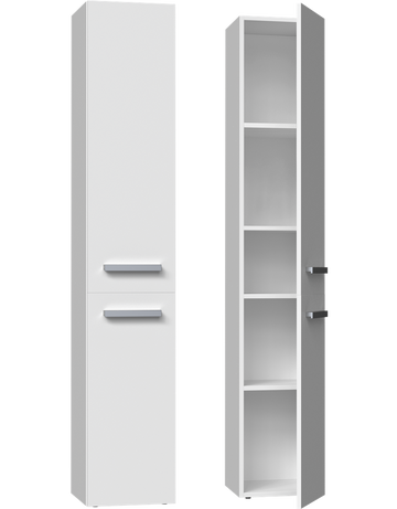 Badkamerkast NEL II – Slank Design, Maximale Opbergruimte | Kleur: Mat wit | Maat: 174x31x30 cm