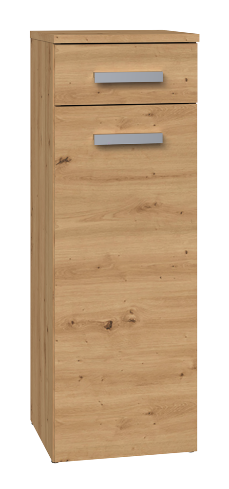 Badkamerkast Enkel Post-Plank NEL V DS met Lade en Deur | Artisan Eiken | 30x30x85 cm
