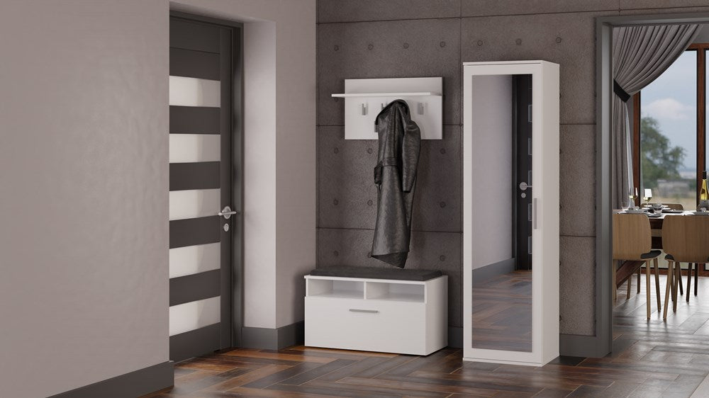 Garderobekast met spiegel DUO – Modern design, functioneel opbergen | Kleur: Mat wit