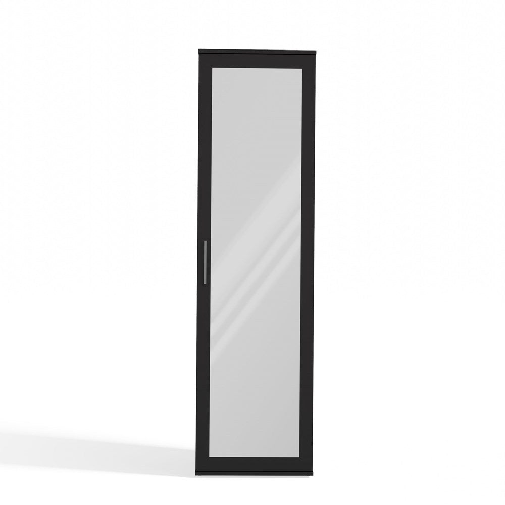 Garderobekast DUO met spiegel - Mat zwart | 50x35x180 cm
