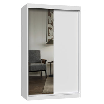 Moderne garderobe IGA met schuifdeuren en spiegel - ruimtebesparend en stijlvol | Mat wit | 120cm