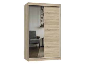 Garderobekast IGA met Schuifdeuren & Spiegel - Ruime Hang- en Opbergruimte | Sonoma Eik | 120 cm