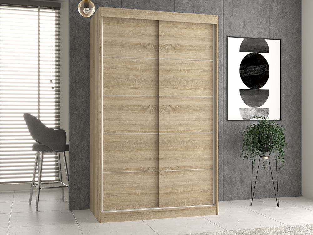 Moderne garderobe met schuifdeuren "IGA" - Sonoma Oak | 120x200x61 cm