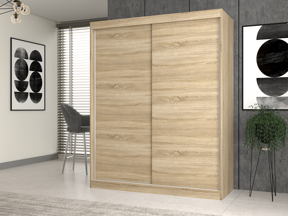 Moderne garderobekast met schuifdeuren "IGA" 160 cm | Kleur: Sonoma Oak | Maat: 160x61x200 cm