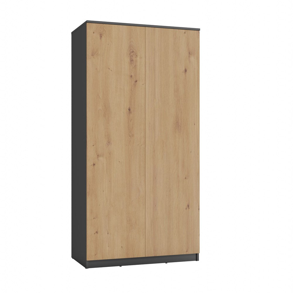 SD-90 Kledingkast met 7 planken en TIP-ON systeem | Antraciet / Artisan Eiken | 180x90x50 cm
