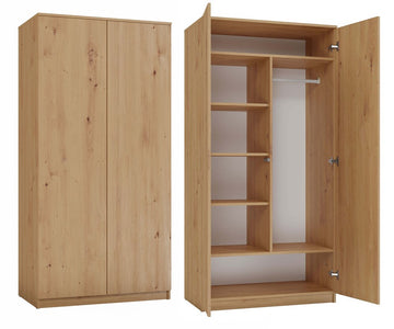 SD-90 kast met TIP-ON systeem, 7 planken en kledingroede | Artisan Eiken | 90x50x180 cm