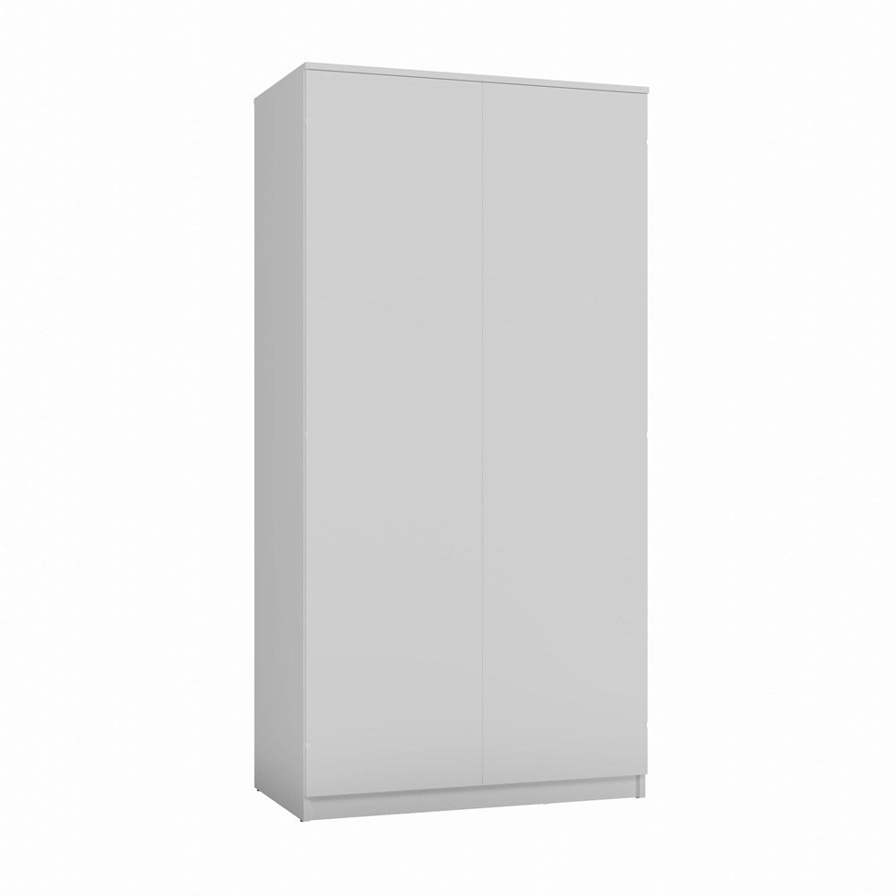 Kledingkast SD-90 met TIP-ON systeem - 7 planken & kledingroede | Kleur: Mat wit | Maat: 90x50x180